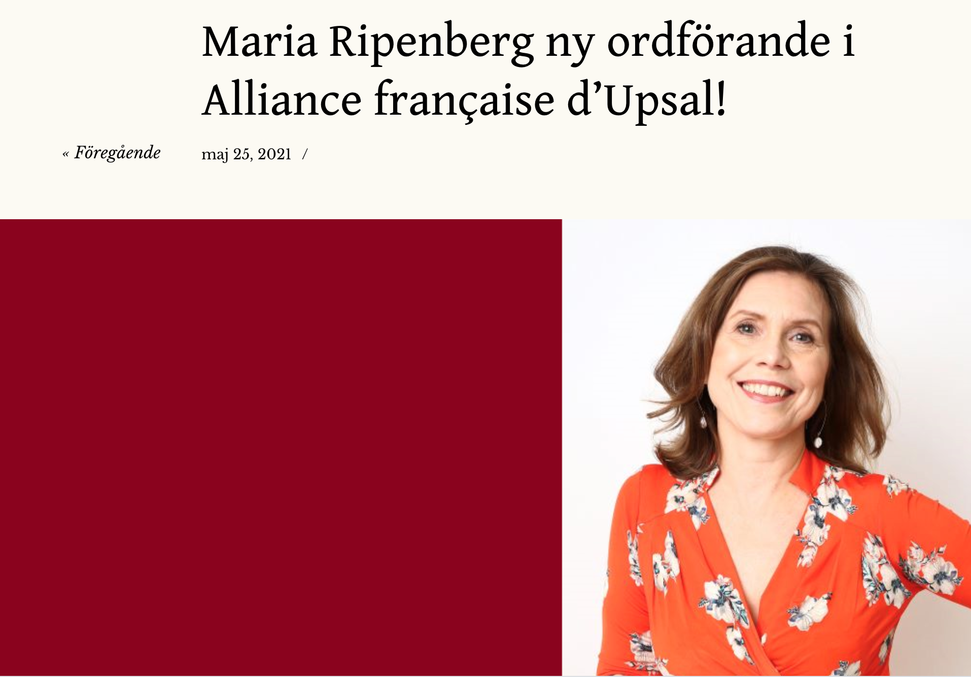 Présidente d’Alliance Française d’Upsal